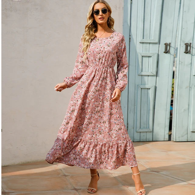 Free-spirited Women’s Chiffon Floral Maxi Dress