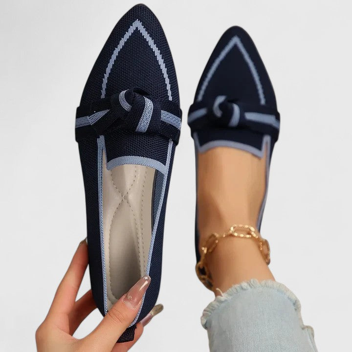Contrast Trim Knit Pointed Toe Slip-On Loafer