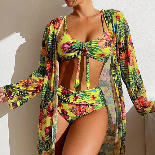 Floral Mesh Bloshope Bra Two Piece Set