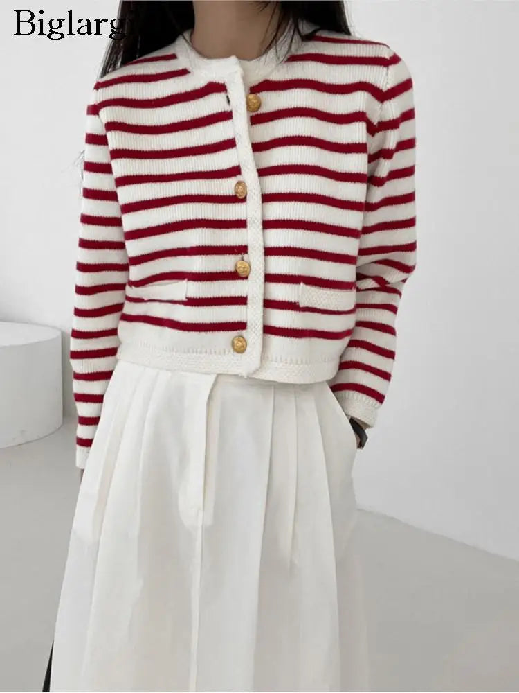 Patterned Print Cropped Baggy Knit Cardigan