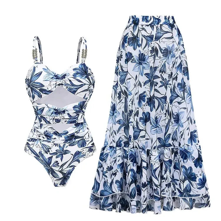 Vintage Printed Sarong Two Piece Set