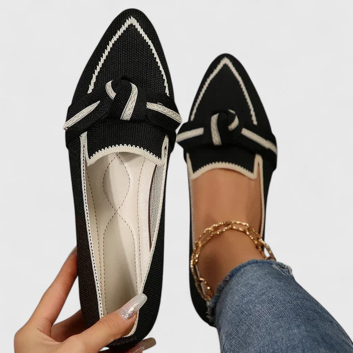 Contrast Trim Knit Pointed Toe Slip-On Loafer
