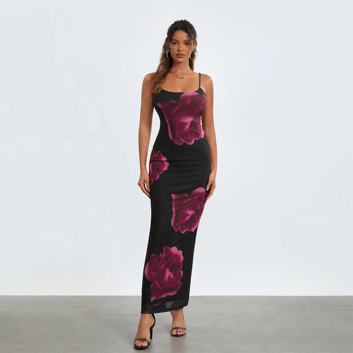 Strapless Spaghetti Strap Flower Split Back Hem Dress