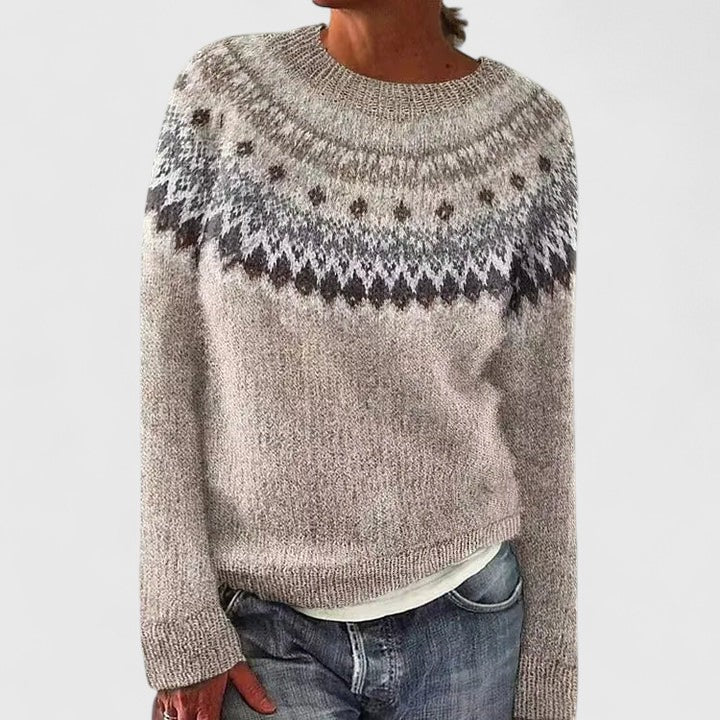 Elyvianne | Women's Fair Isle Crew Neck Sweater