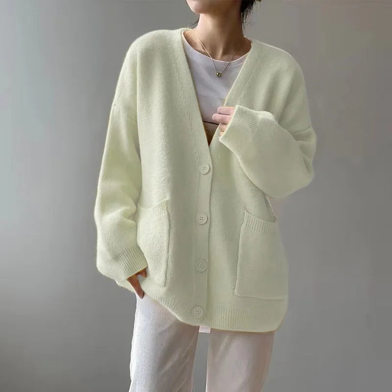 Sluggish Breeze Gold Solo-Buttoned Knitted Cardigan – view 7