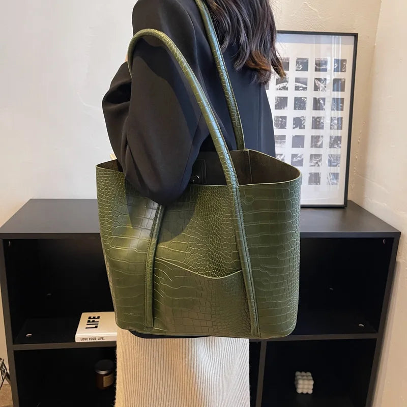 Betina - Croc Leather Shoulder Bag