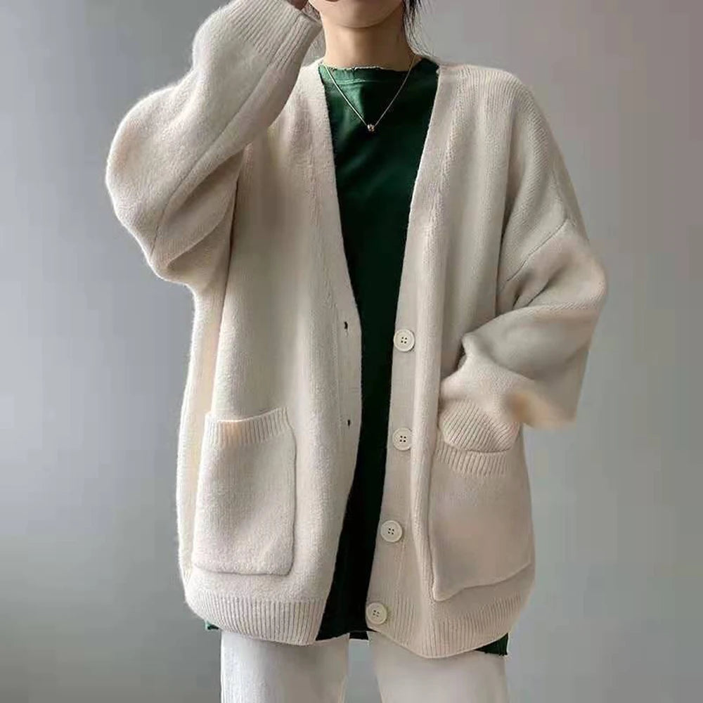 Sluggish Breeze Gold Solo-Buttoned Knitted Cardigan – view 13