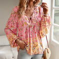 Soft Rayon Floral Printed Extended Sleeve Seaside Boho Top