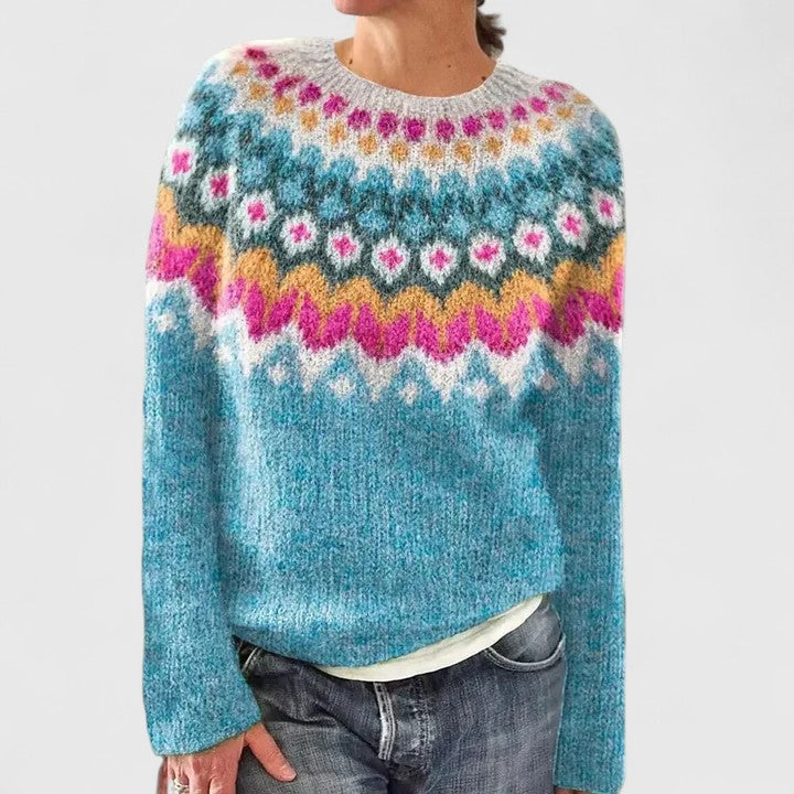 Elyvianne | Women's Fair Isle Crew Neck Sweater