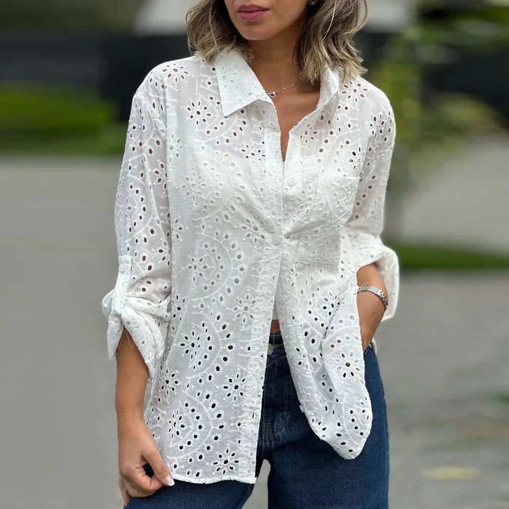 Large Baggy Flower Stitching Lace Boho Top