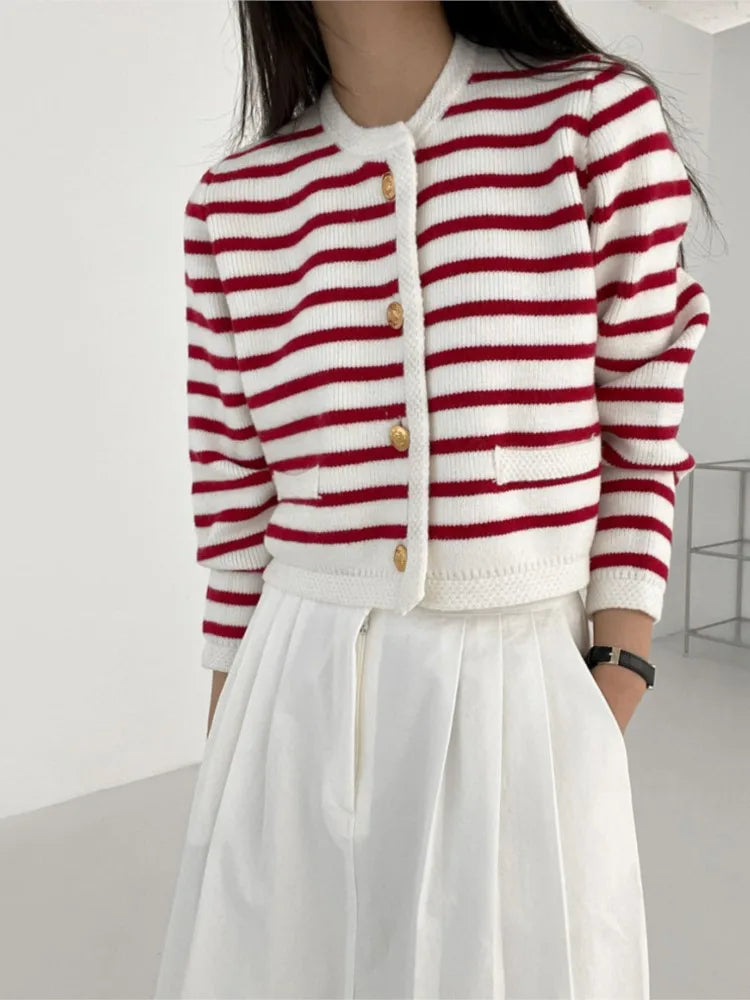 Patterned Print Cropped Baggy Knit Cardigan – view 6