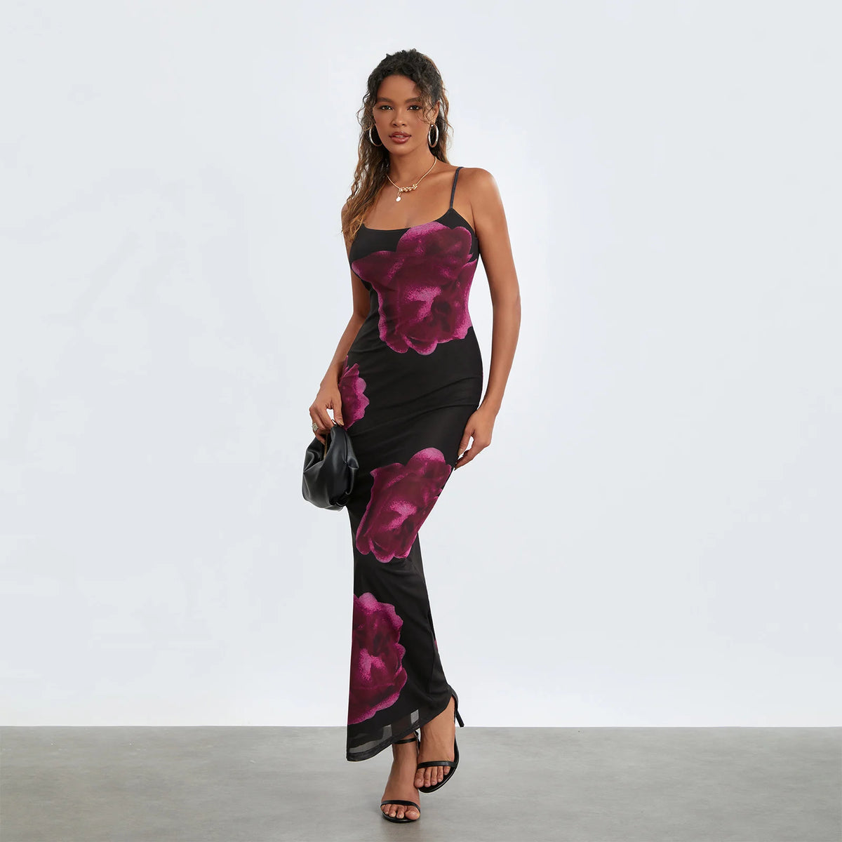 Strapless Spaghetti Strap Flower Split Back Hem Dress