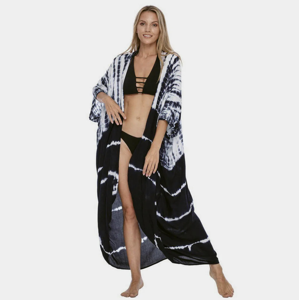 Soft Rayon Striped Pattern Cardigan Boho Beach Cover up