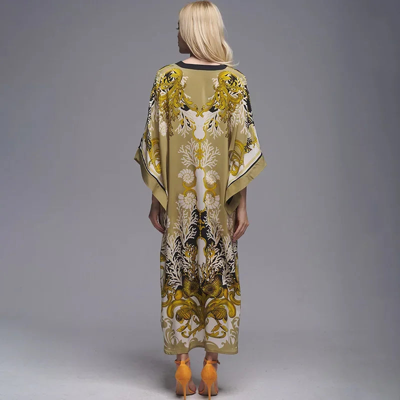 Patterned Flowy Kimono Bohemian Seaside Cover up