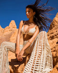 Mesh Hollow Beachwear Three Piece Swimsuit