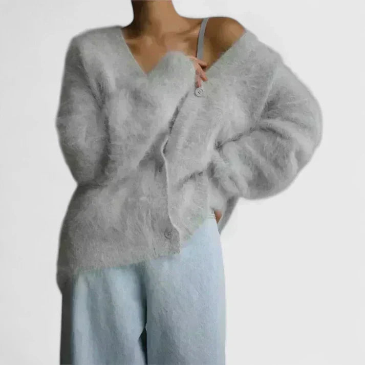 Lucerinna | Women's Premium Mohair-Style Cardigan with V-Neck