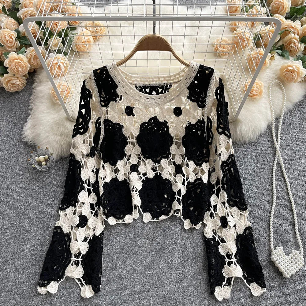 Multihued Y2K Baggy Crochet Knit Cardigan – view 15