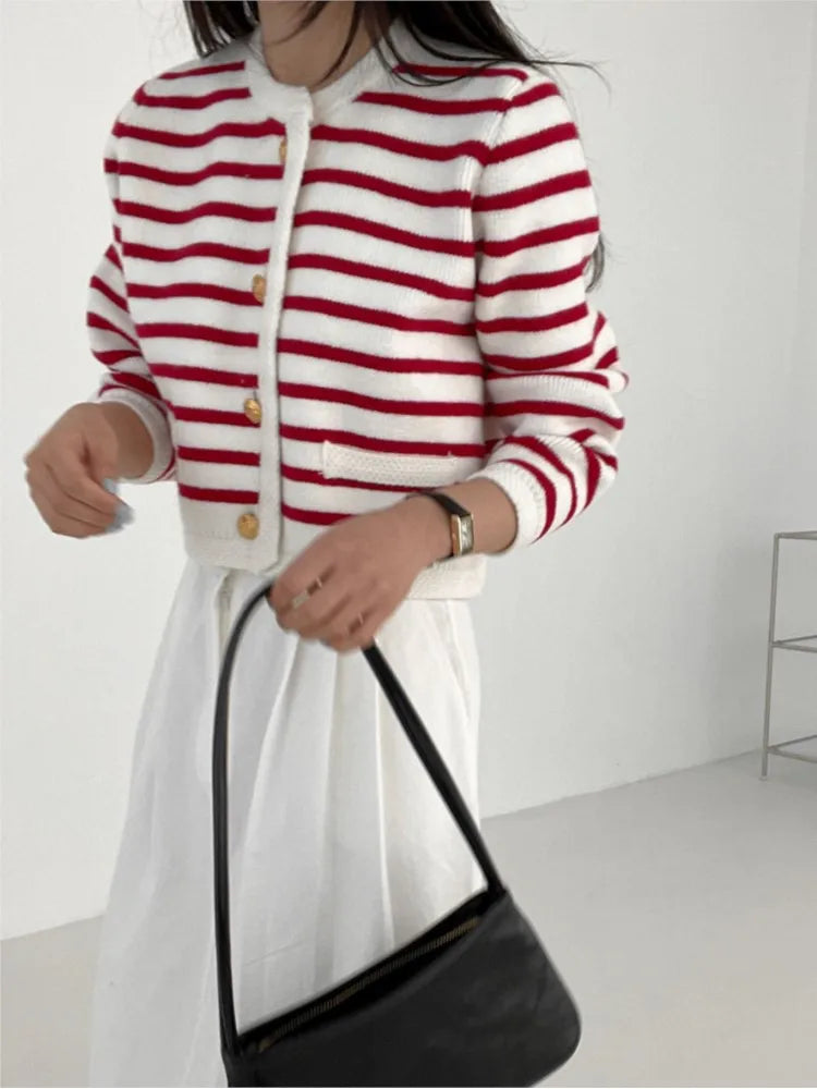 Patterned Print Cropped Baggy Knit Cardigan – view 5