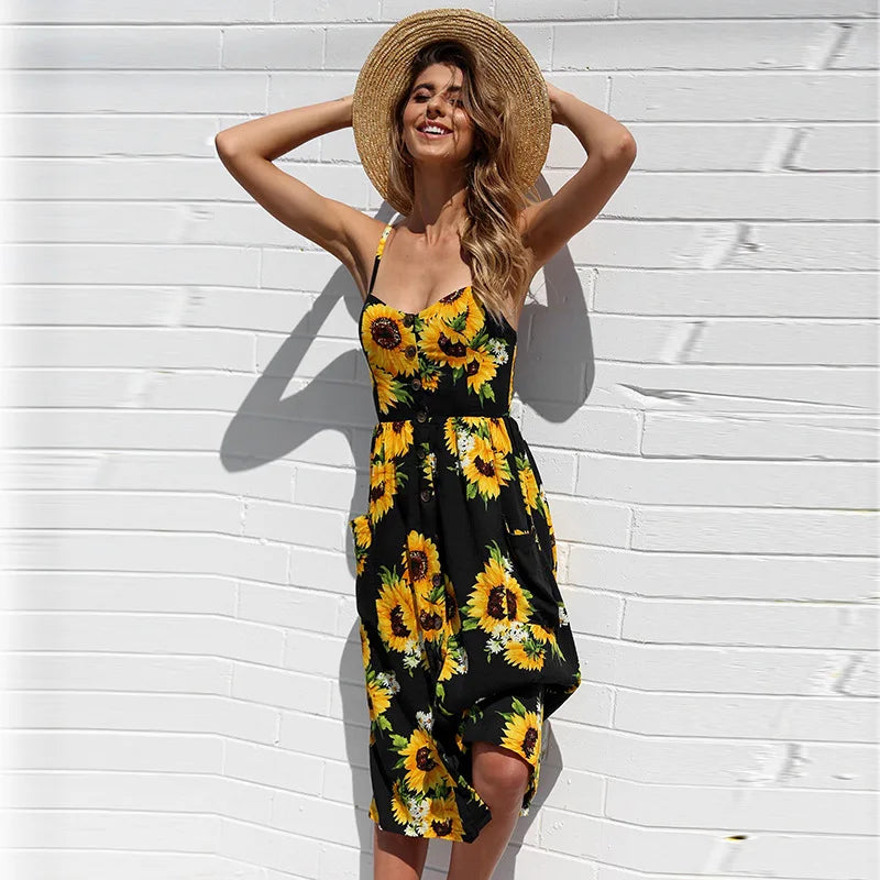 Suspend V-neck Sleeveless Floral Holiday Dress