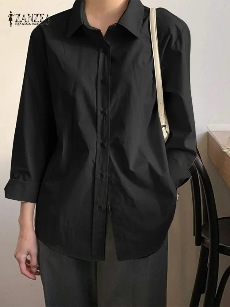 Uneven Lace-Up Button Lapel Blouse