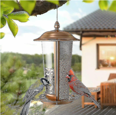 2-in-1 Waterproof Metal Bird Feeder – Outdoor Hanging Wild Bird Feeder