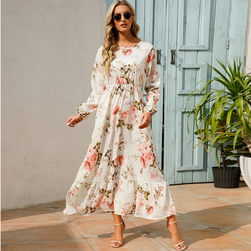 Free-spirited Women’s Chiffon Floral Maxi Dress