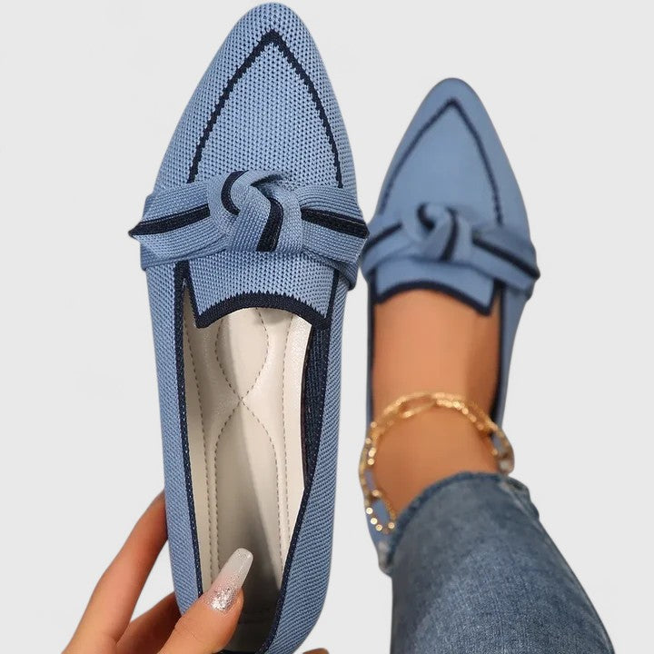 Contrast Trim Knit Pointed Toe Slip-On Loafer