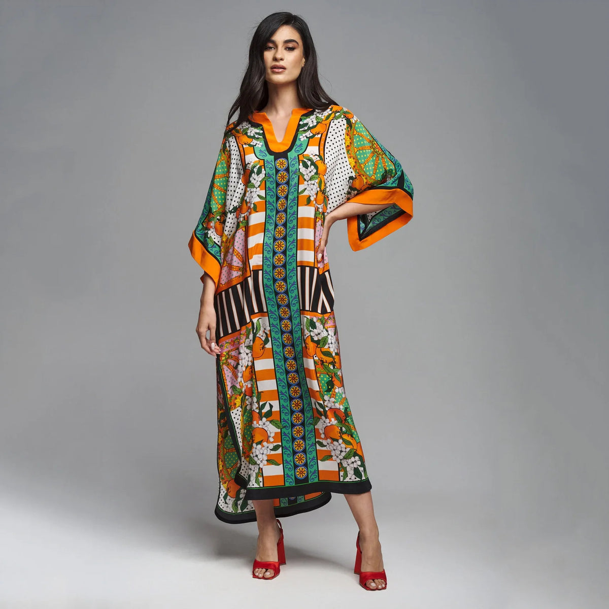 Patterned Flowy Kimono Bohemian Seaside Cover up