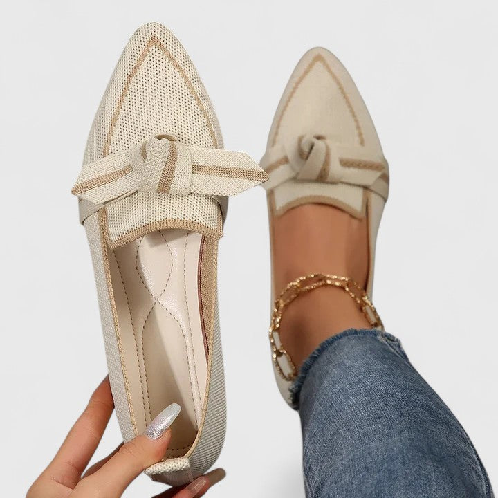 Contrast Trim Knit Pointed Toe Slip-On Loafer