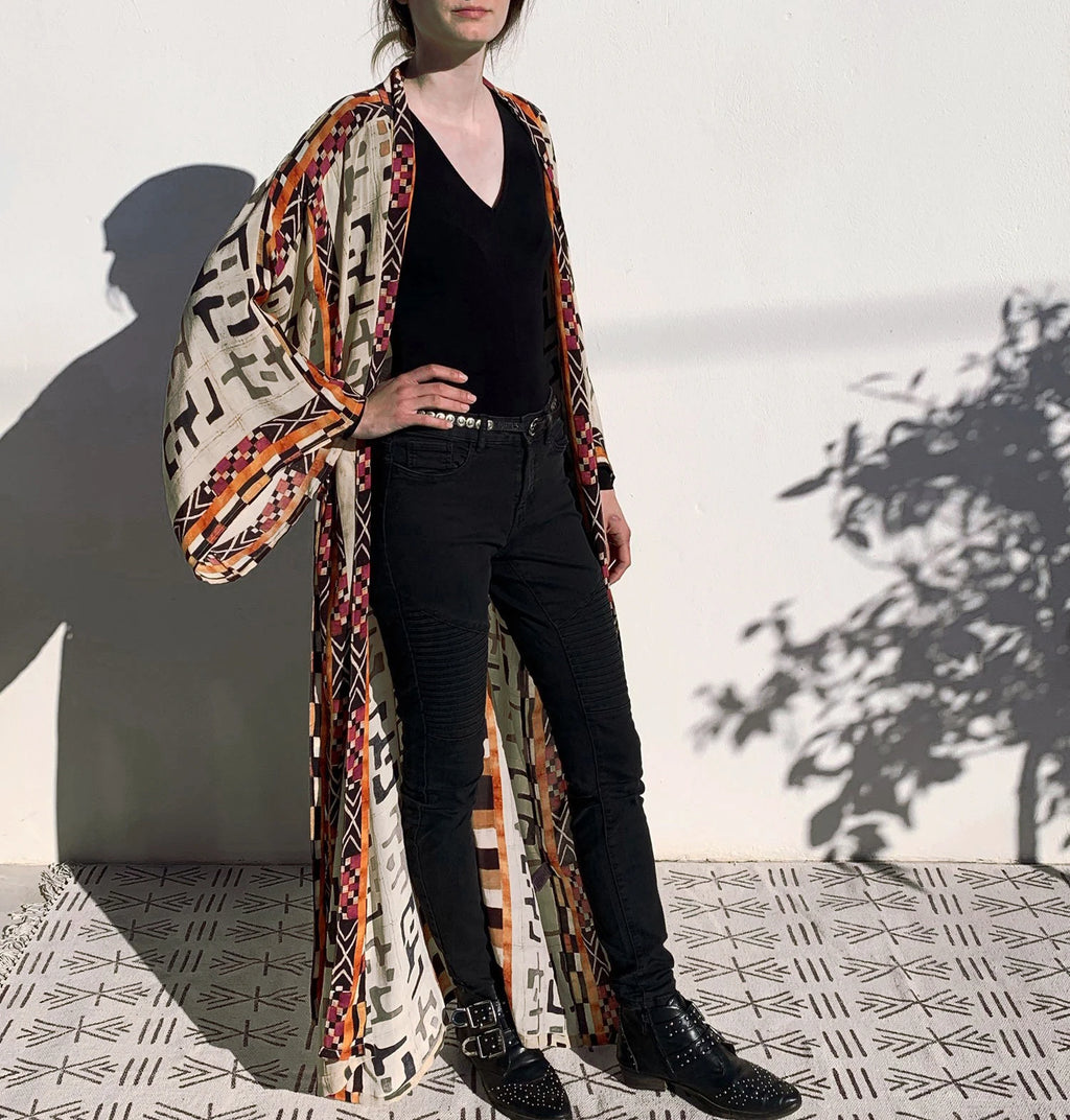 Bohemian Kimono Rayon Print Swimsuit Cover Up Relaxed Summer Dress