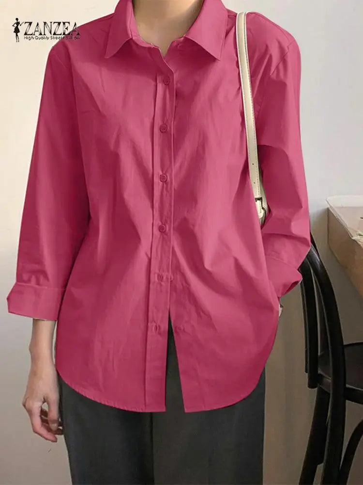 Uneven Lace-Up Button Lapel Blouse