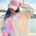 Retro Celestial Pattern Baggy 2000s Knitted Cardigan Jacket