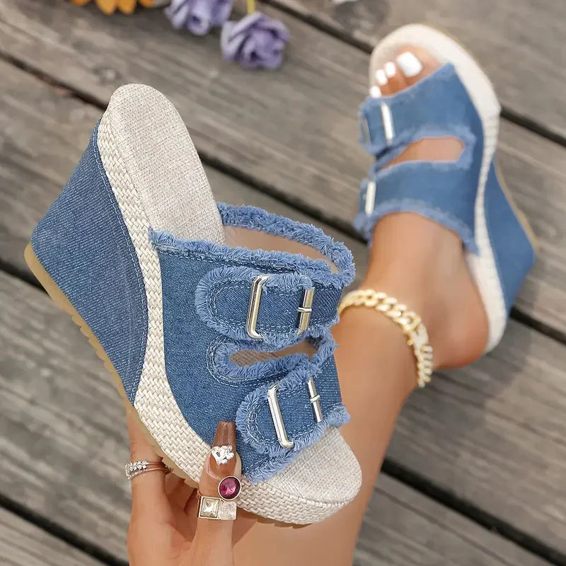Espadrille Wedge Denim Sandals
