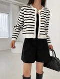 Patterned Print Cropped Baggy Knit Cardigan – view 7