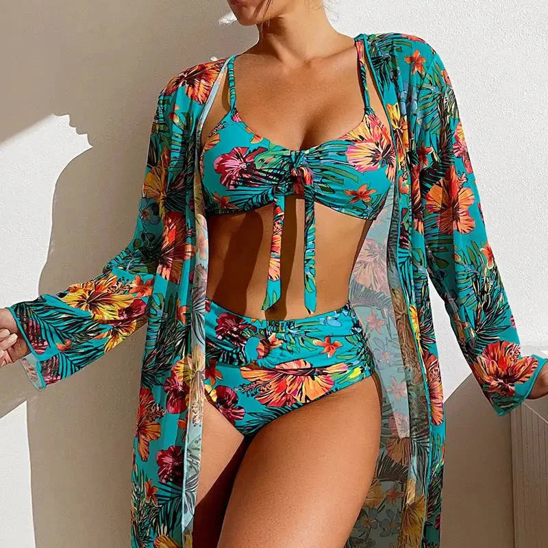 Floral Mesh Bloshope Bra Two Piece Set