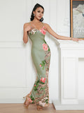Sophisticated Flower Thin Strap Open-Back Flower Dress