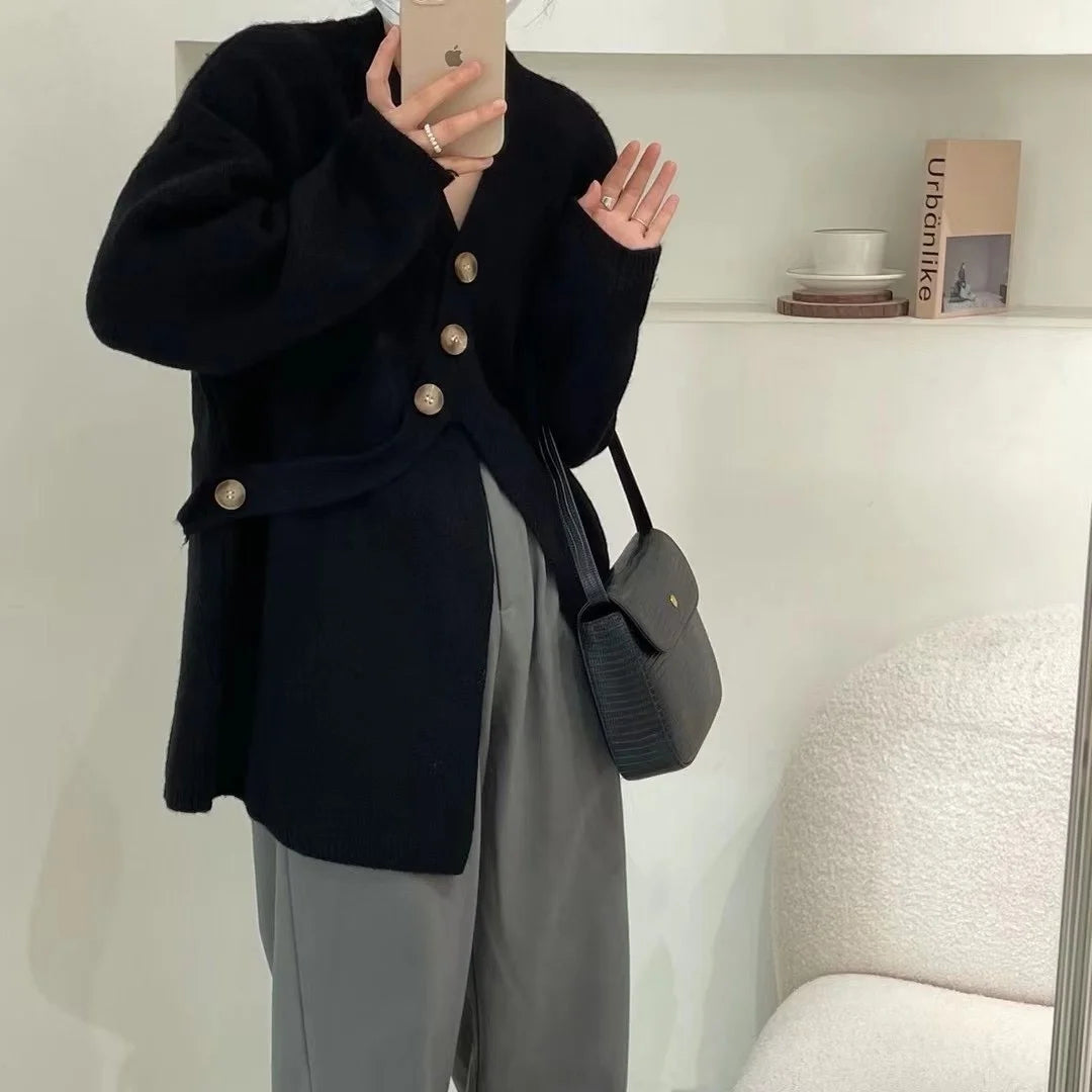 V-Neck Solid Simplicity Office Lady Autumn Knit Cardigan
V-Neck Stable Minimalist Professional Woman Fall Knit Cardigan – view 2