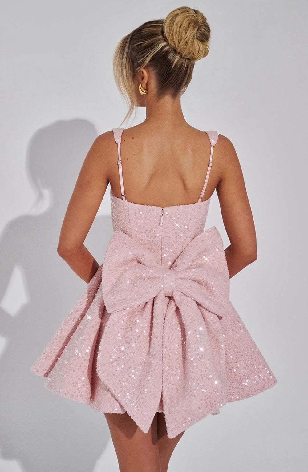 Sequin Bow Skater Homecoming Dress