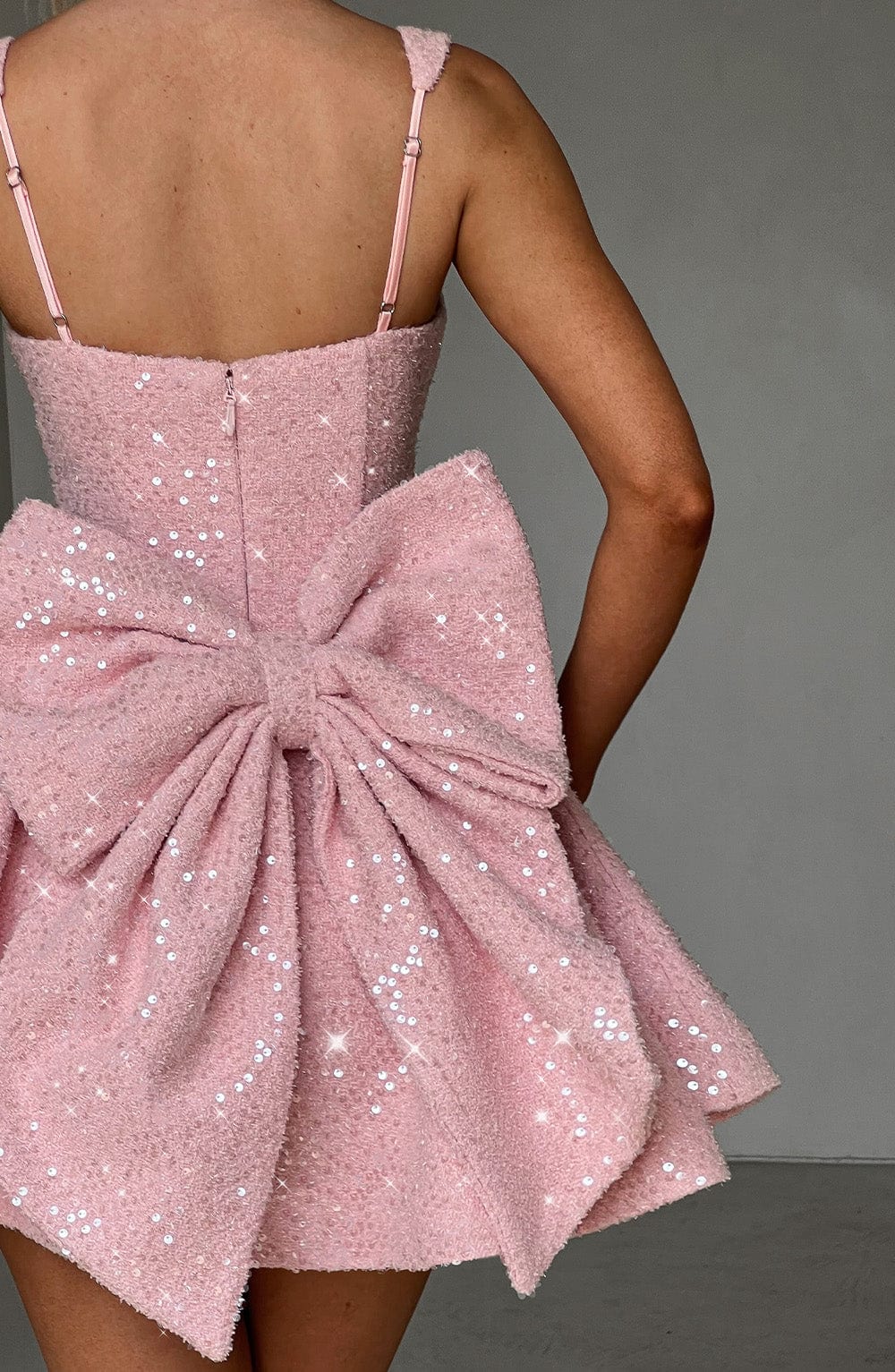 Sequin Bow Skater Homecoming Dress