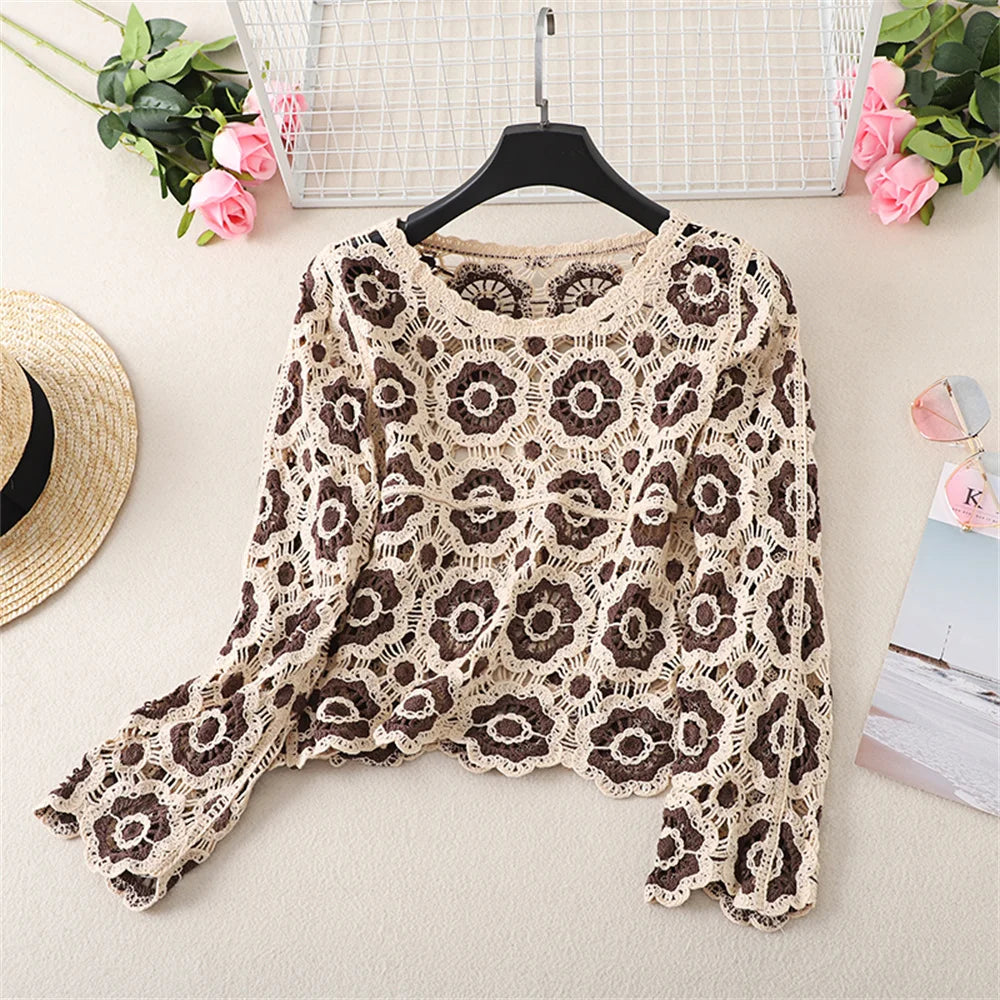 Multihued Y2K Baggy Crochet Knit Cardigan – view 14