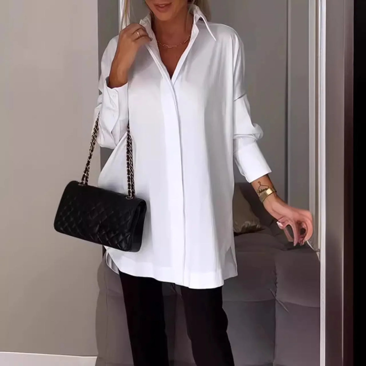 Informal Unpredictable Pullover Extended Sleeve Blouse