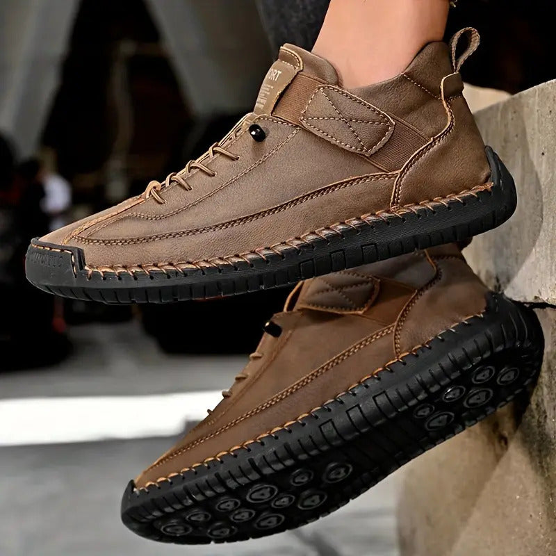 Suede Stitch Detail Lace Up Comfortable Flat Sneakers