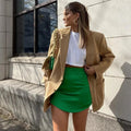Green Satin Bodycon Zipper Skirt