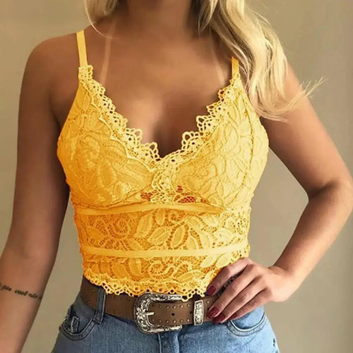 Candy Color Lace V-Neck Camisole Plshop Size Bralette Vest