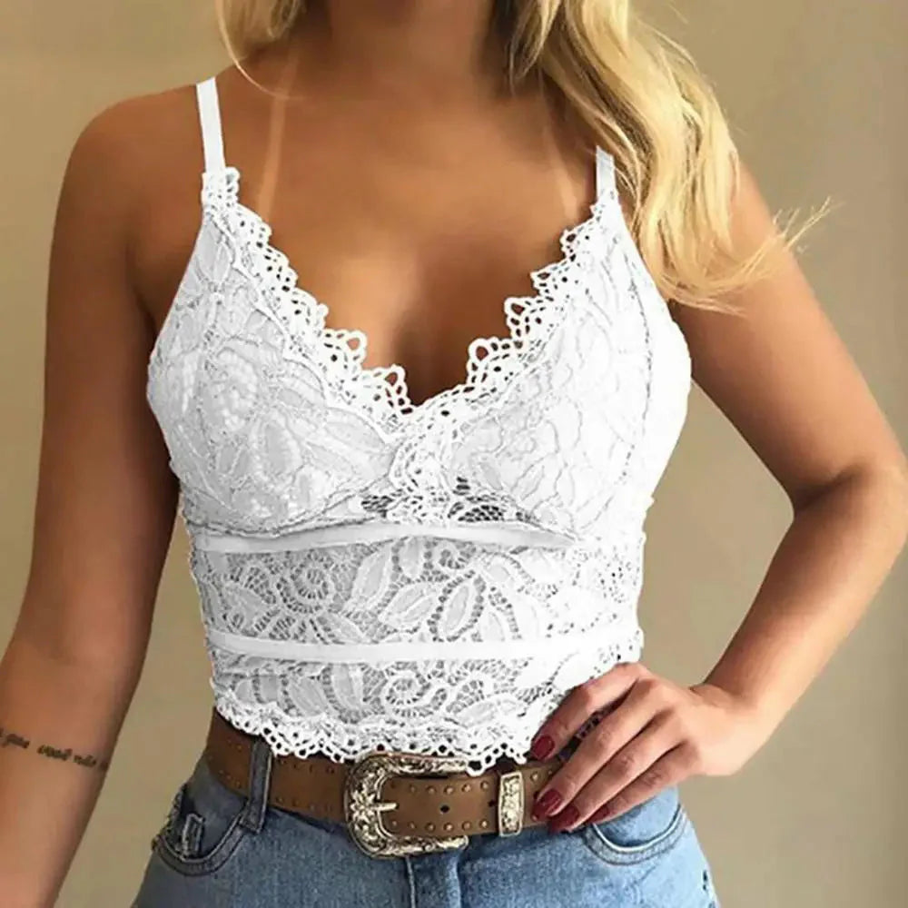 Candy Color Lace V-Neck Camisole Plshop Size Bralette Vest