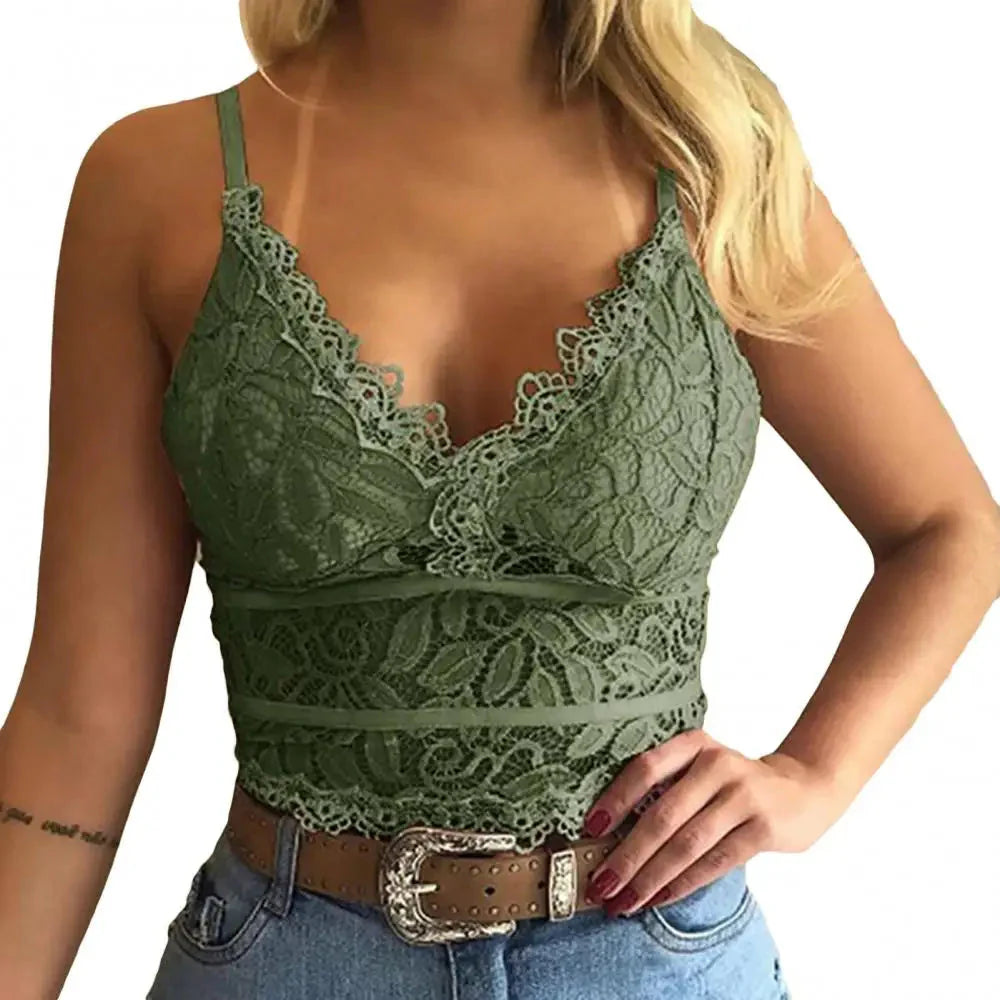 Candy Color Lace V-Neck Camisole Plshop Size Bralette Vest
