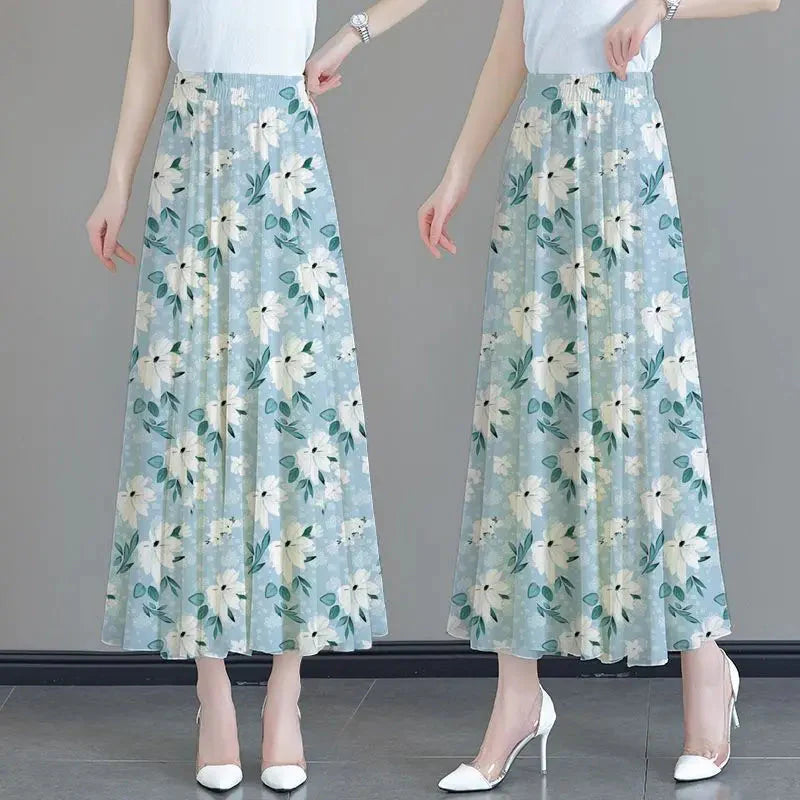 Floral High Waist Patchwork Chiffon Beach Skirt