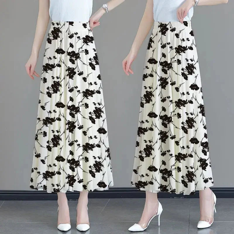 Floral High Waist Patchwork Chiffon Beach Skirt