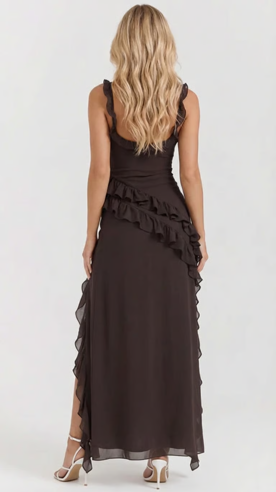 One-Shoulder Ruffle Wedding Guest Maxi Dress