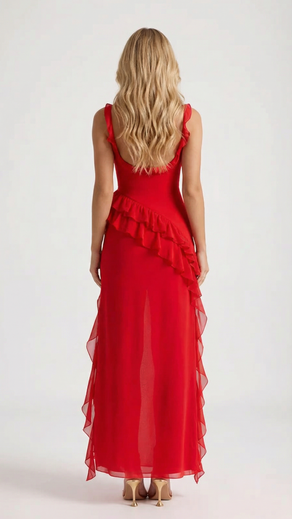 One-Shoulder Ruffle Wedding Guest Maxi Dress